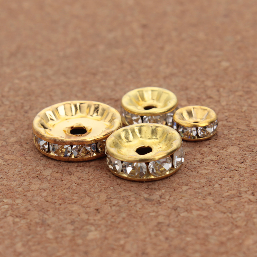 50pcs 4 6 8 10 12mm Rhinestone - Gold 6138 评论和价格